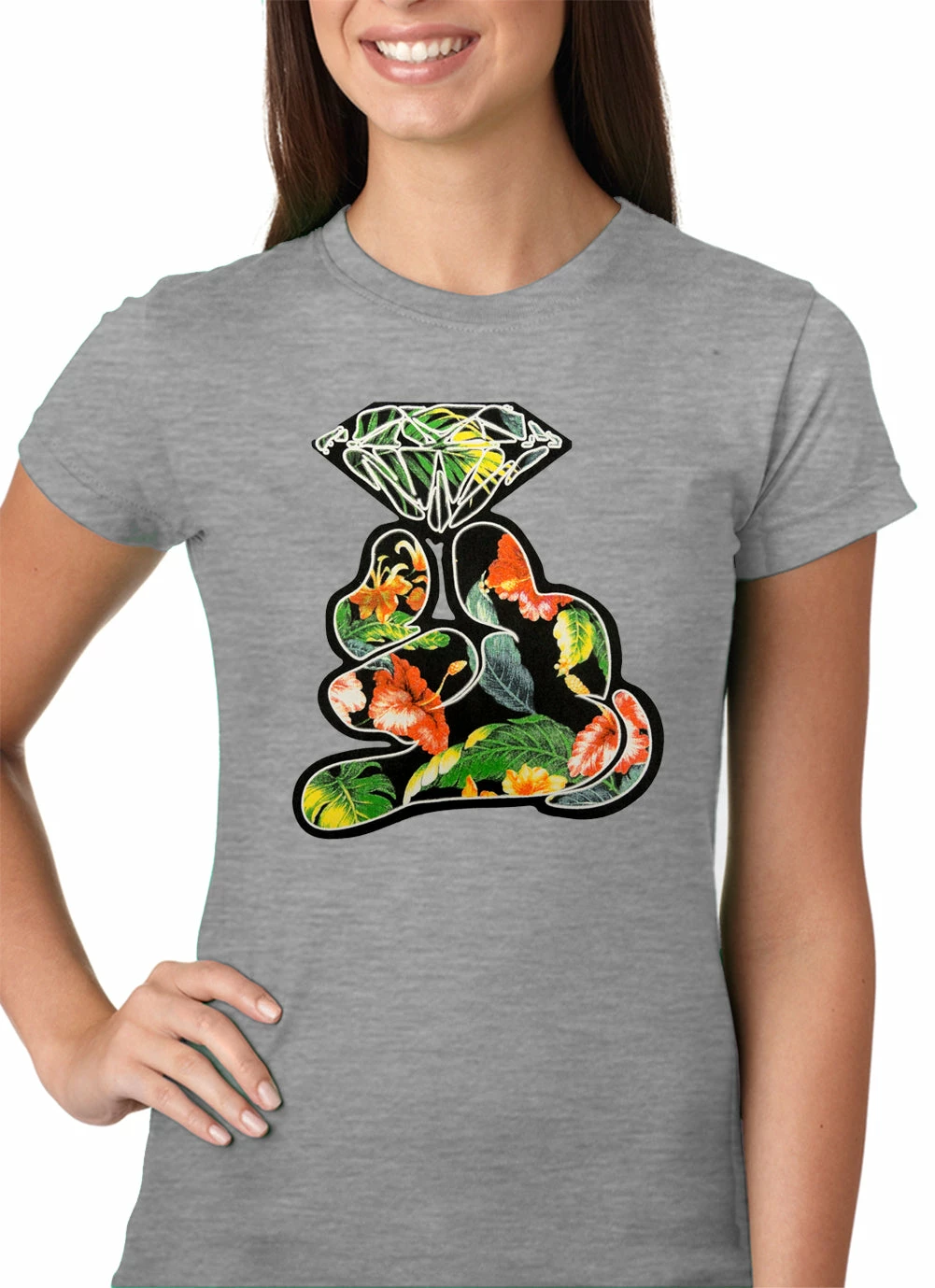 Bewild Floral Cartoon Diamond Hand Girls T-shirt 3 Bewild Floral Cartoon Diamond Hand Girls T-shirt