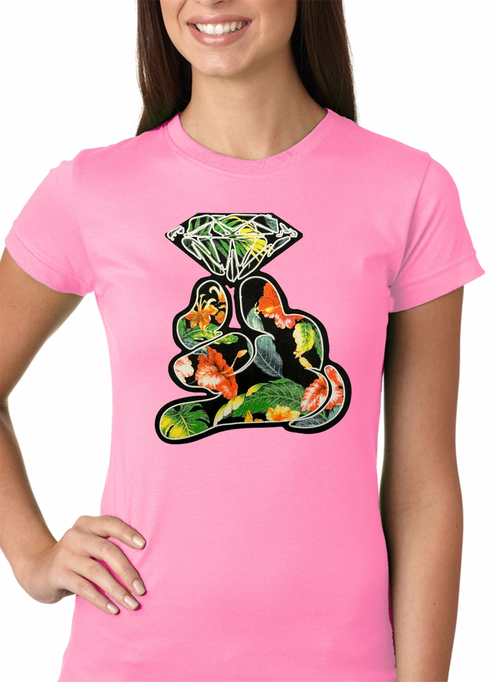 Bewild Floral Cartoon Diamond Hand Girls T-shirt 9 Bewild Floral Cartoon Diamond Hand Girls T-shirt