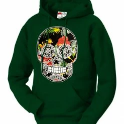 Bewild Cool Funny & Offensive Floral Sugar Skull Adult Hoodie