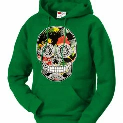 Bewild Cool Funny & Offensive Floral Sugar Skull Adult Hoodie