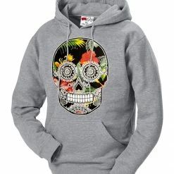 Bewild Cool Funny & Offensive Floral Sugar Skull Adult Hoodie