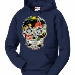 Bewild Cool Funny & Offensive Floral Sugar Skull Adult Hoodie