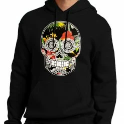 Bewild Cool Funny & Offensive Floral Sugar Skull Adult Hoodie
