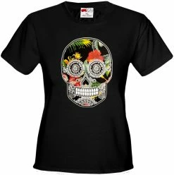 Bewild Cool Funny & Offensive Floral Sugar Skull Girl's T-Shirt