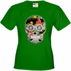 Bewild Cool Funny & Offensive Floral Sugar Skull Girl's T-Shirt