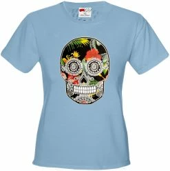 Bewild Cool Funny & Offensive Floral Sugar Skull Girl's T-Shirt