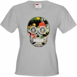 Bewild Cool Funny & Offensive Floral Sugar Skull Girl's T-Shirt