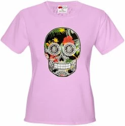 Bewild Cool Funny & Offensive Floral Sugar Skull Girl's T-Shirt