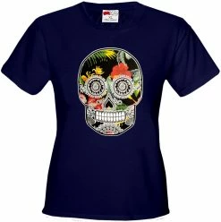 Bewild Cool Funny & Offensive Floral Sugar Skull Girl's T-Shirt