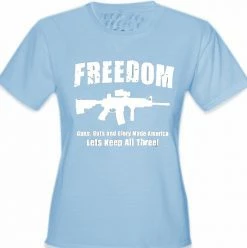 Bewild Freedom Guns Guts Glory Girl's T-Shirt Cool Funny & Offensive