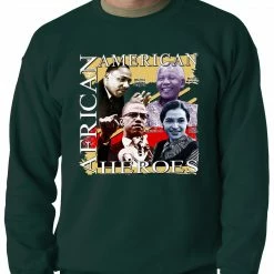 Bewild Nationality & Ethnic Full Color African American Heroes Adult Crewneck