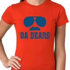 Bewild Funny "Da Bears" Sunglasses & Mustache Ladies T-shirt