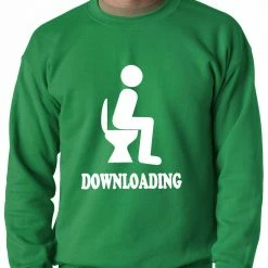 Bewild Cool Funny & Offensive Funny Downloading Poop Adult Crewneck