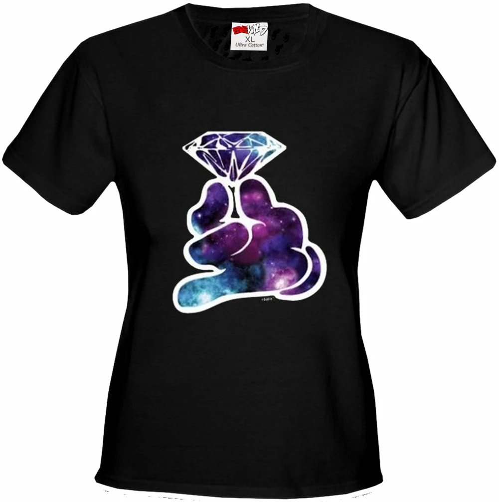 Bewild Galaxy Cartoon Hand Holding Diamond Girl's T-Shirt 5 Bewild Galaxy Cartoon Hand Holding Diamond Girl's T-Shirt