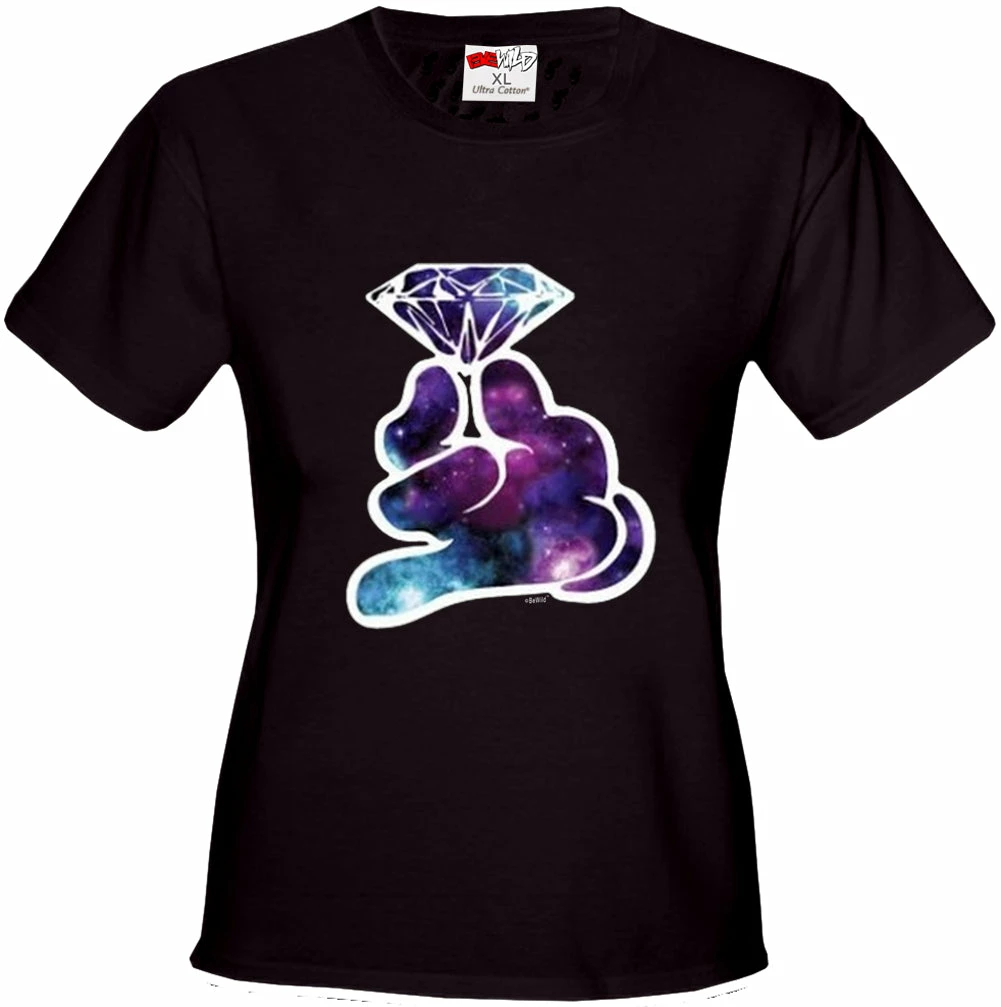 Bewild Galaxy Cartoon Hand Holding Diamond Girl's T-Shirt 6 Bewild Galaxy Cartoon Hand Holding Diamond Girl's T-Shirt