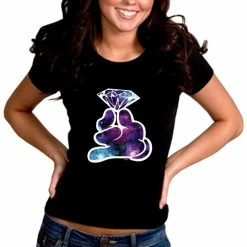 Bewild Galaxy Cartoon Hand Holding Diamond Girl's T-Shirt