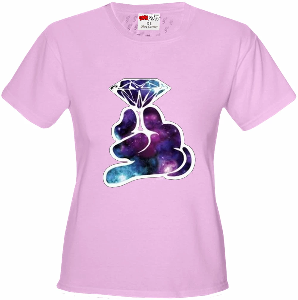 Bewild Galaxy Cartoon Hand Holding Diamond Girl's T-Shirt 9 Bewild Galaxy Cartoon Hand Holding Diamond Girl's T-Shirt