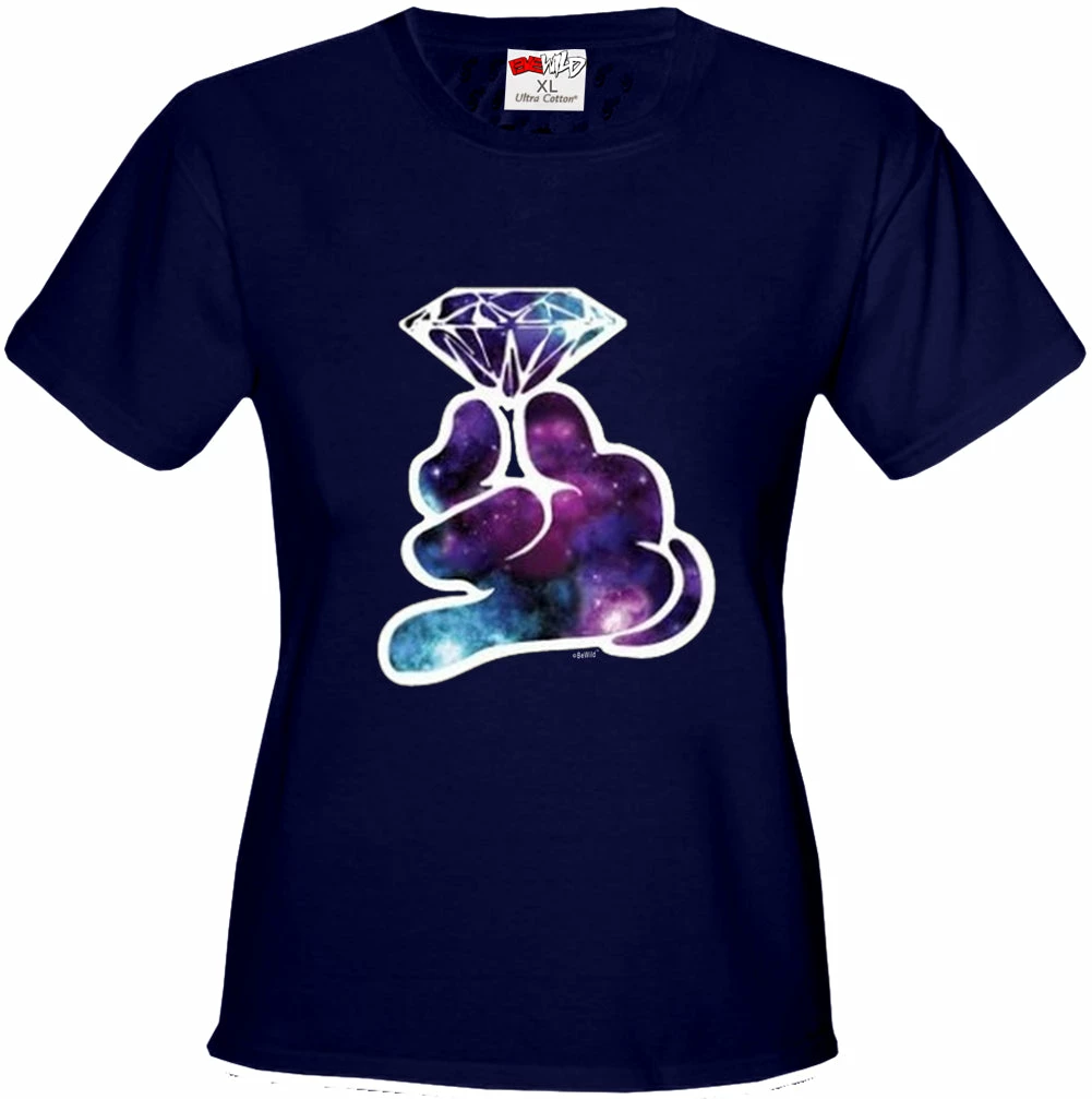 Bewild Galaxy Cartoon Hand Holding Diamond Girl's T-Shirt 10 Bewild Galaxy Cartoon Hand Holding Diamond Girl's T-Shirt