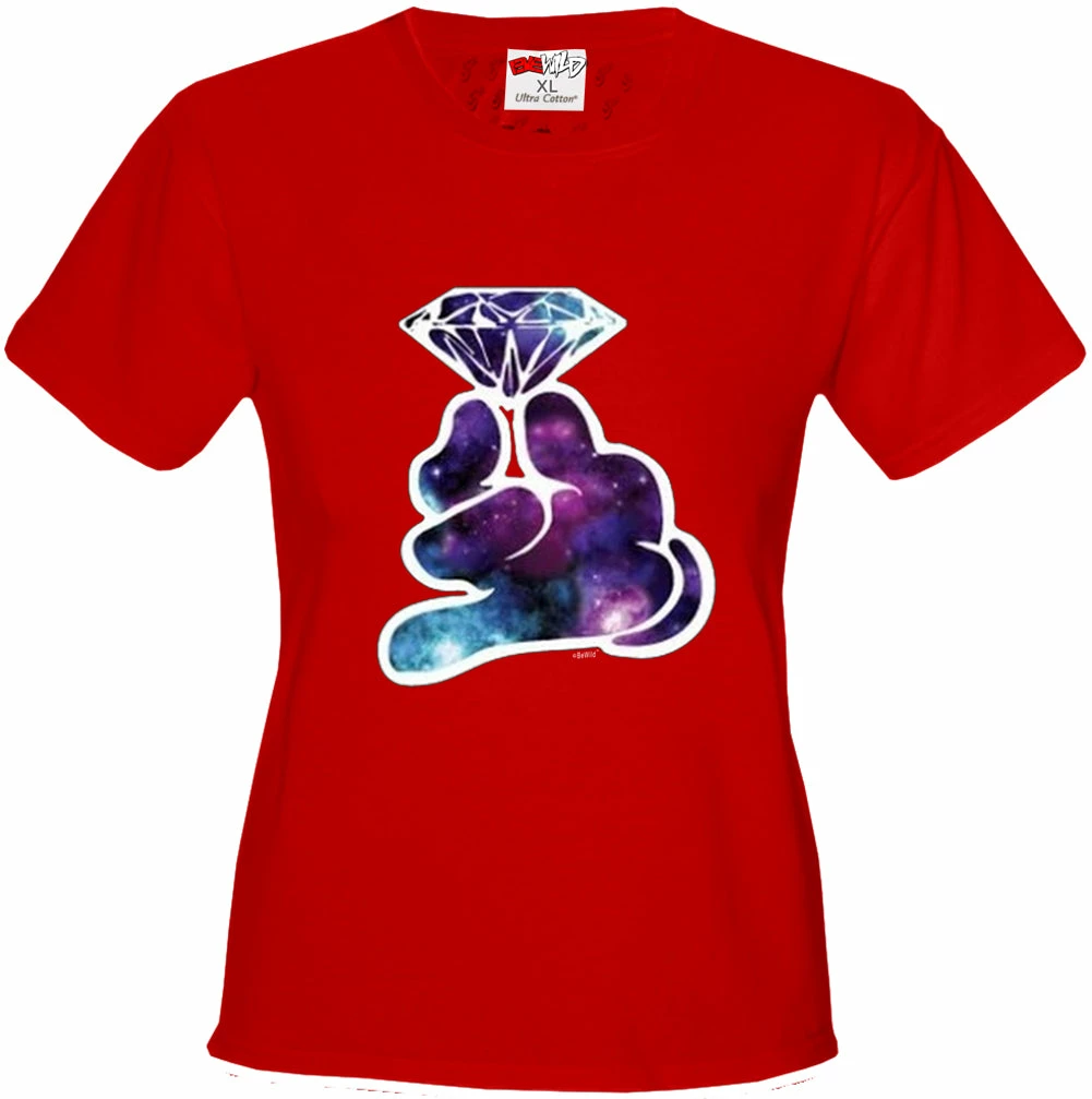 Bewild Galaxy Cartoon Hand Holding Diamond Girl's T-Shirt 11 Bewild Galaxy Cartoon Hand Holding Diamond Girl's T-Shirt