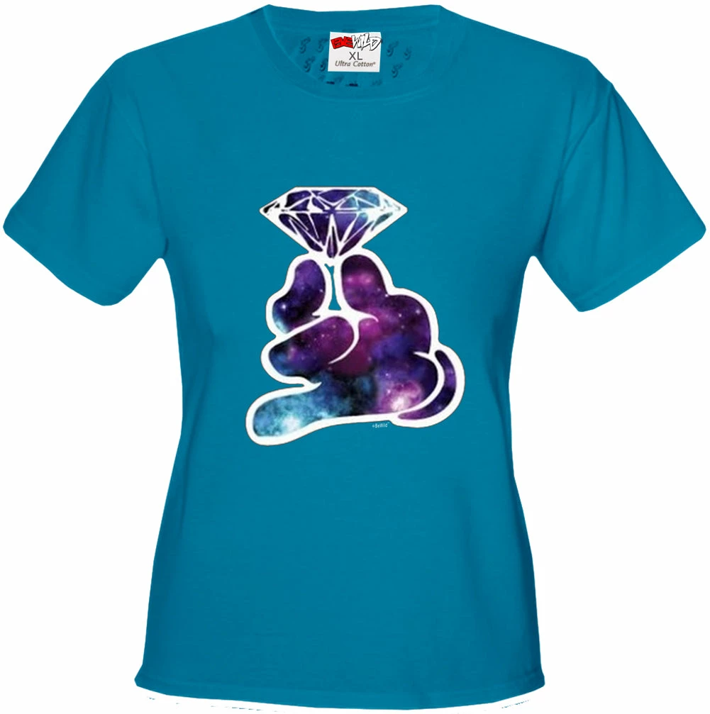 Bewild Galaxy Cartoon Hand Holding Diamond Girl's T-Shirt 12 Bewild Galaxy Cartoon Hand Holding Diamond Girl's T-Shirt