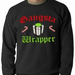 Bewild Gangsta Wrap Funny Christmas Adult Crewneck Holiday Prints
