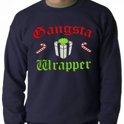 Bewild Gangsta Wrap Funny Christmas Adult Crewneck Holiday Prints