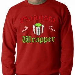 Bewild Gangsta Wrap Funny Christmas Adult Crewneck Holiday Prints