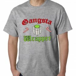 Bewild Holiday Prints Gangsta Wrap Funny Christmas Mens T-shirt