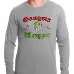 Bewild Gangsta Wrap Funny Christmas Thermal Shirt Holiday Prints