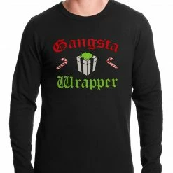 Bewild Gangsta Wrap Funny Christmas Thermal Shirt Holiday Prints