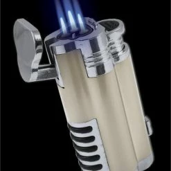 Bewild Gentleman's Triple Torch Cigar Lighter With Retractable Hole Punch