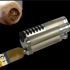 Bewild Gentleman's Triple Torch Cigar Lighter With Retractable Hole Punch