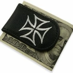 Bewild Genuine Leather Magnetic Money Clip (Iron Cross)