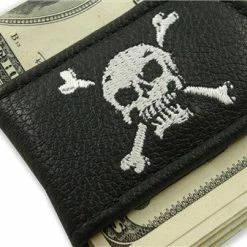 Bewild Genuine Leather Magnetic Money Clip (Skull & Crossbones)