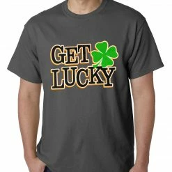 Bewild Get Lucky Irish Shamrock Mens T-shirt St.Patricks Day