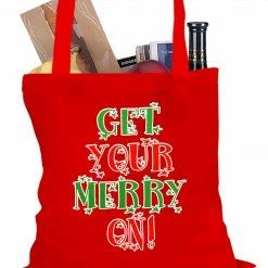 Bewild Holiday Prints Get Your Merry On Christmas Tote Bag