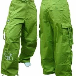 Bewild Ghast Cargo Drawstring Raver Pants (Olive/White)