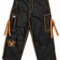Bewild Ghast Contrast Stitch Cargo Raver Pants (Black / Orange)