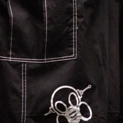 Bewild Ghast Contrast Stitch Cargo Raver Pants (Black/White)