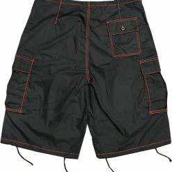 Bewild Ghast Contrast Stitch Cargo Shorts (Black/Red)