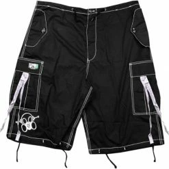 Bewild Ghast Contrast Stitch Cargo Shorts (5XS) (Black/White)