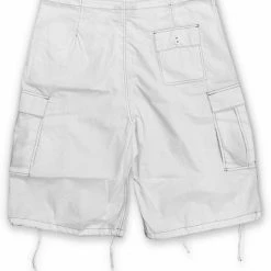 Bewild Ghast Contrast Stitch Cargo Shorts (White/Black)