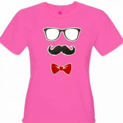 Bewild Glasses, Mustache, And Bow Tie Girl's T-Shirt Cool Funny & Offensive