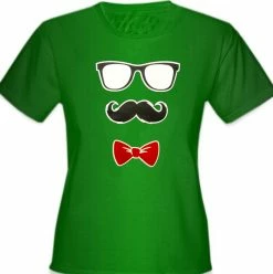Bewild Glasses, Mustache, And Bow Tie Girl's T-Shirt Cool Funny & Offensive
