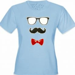Bewild Glasses, Mustache, And Bow Tie Girl's T-Shirt Cool Funny & Offensive