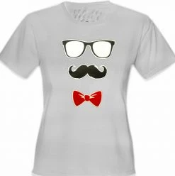 Bewild Glasses, Mustache, And Bow Tie Girl's T-Shirt Cool Funny & Offensive