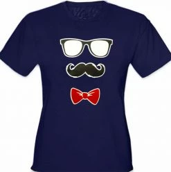 Bewild Glasses, Mustache, And Bow Tie Girl's T-Shirt Cool Funny & Offensive