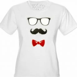 Bewild Glasses, Mustache, And Bow Tie Girl's T-Shirt Cool Funny & Offensive