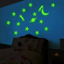 Bewild Glow In The Dark Moon, Stars & Planet (14 Piece Set) Neon & Black Light Accessories
