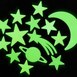 Bewild Glow In The Dark Moon, Stars & Planet (14 Piece Set) Neon & Black Light Accessories